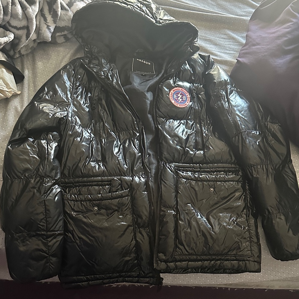 Reason Shiny Black Puffer Jacket